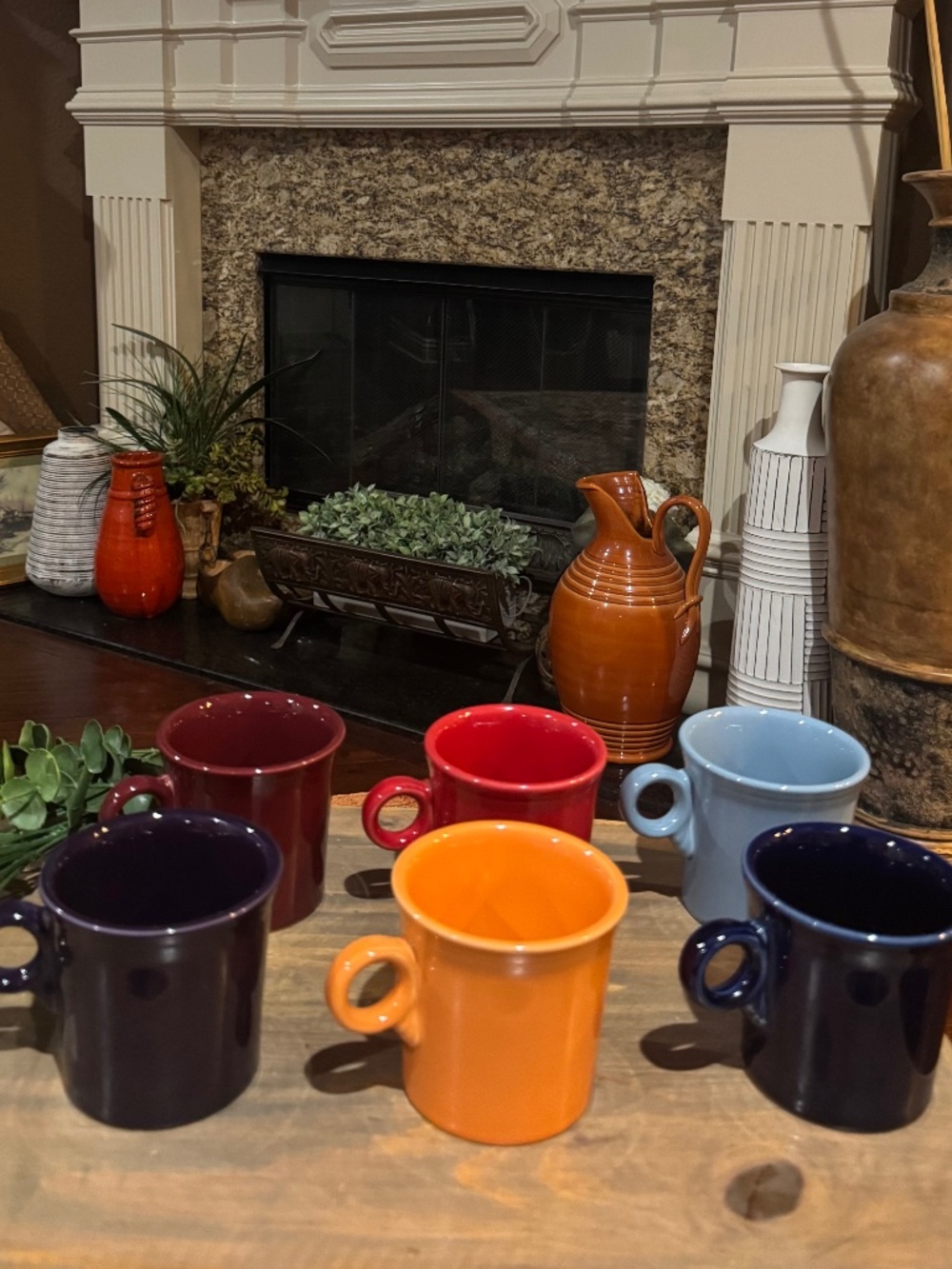 Set of (6) Fiesta Coffee Mugs with“O” Ring Handles.